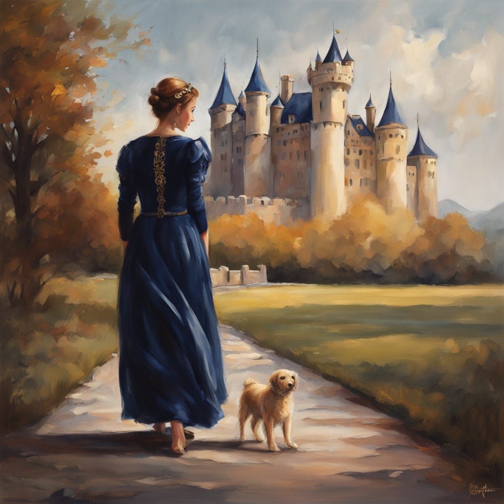 Regal Family Portrait in Elegant Oil Painting Style