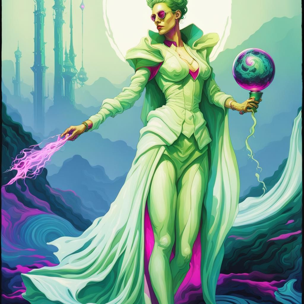 Psychedelic Eldritch Art in Synthwave Style