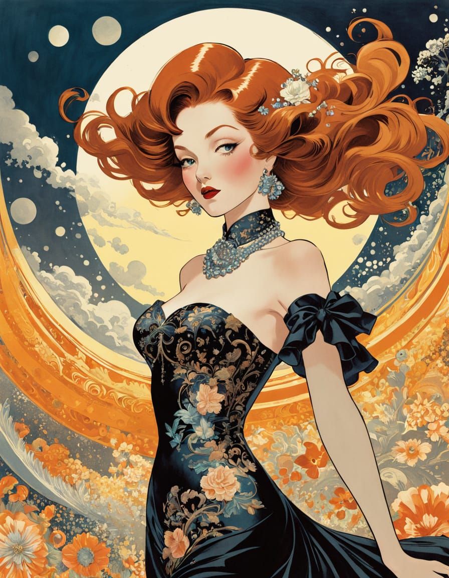 Transgender Pin-Up in Manga Style with Warm Colors