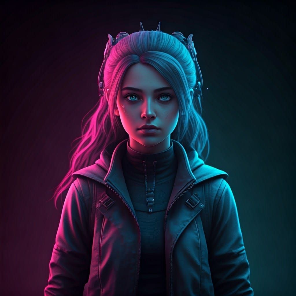 Girl in Fluorescent Light: A Futuristic Portrait