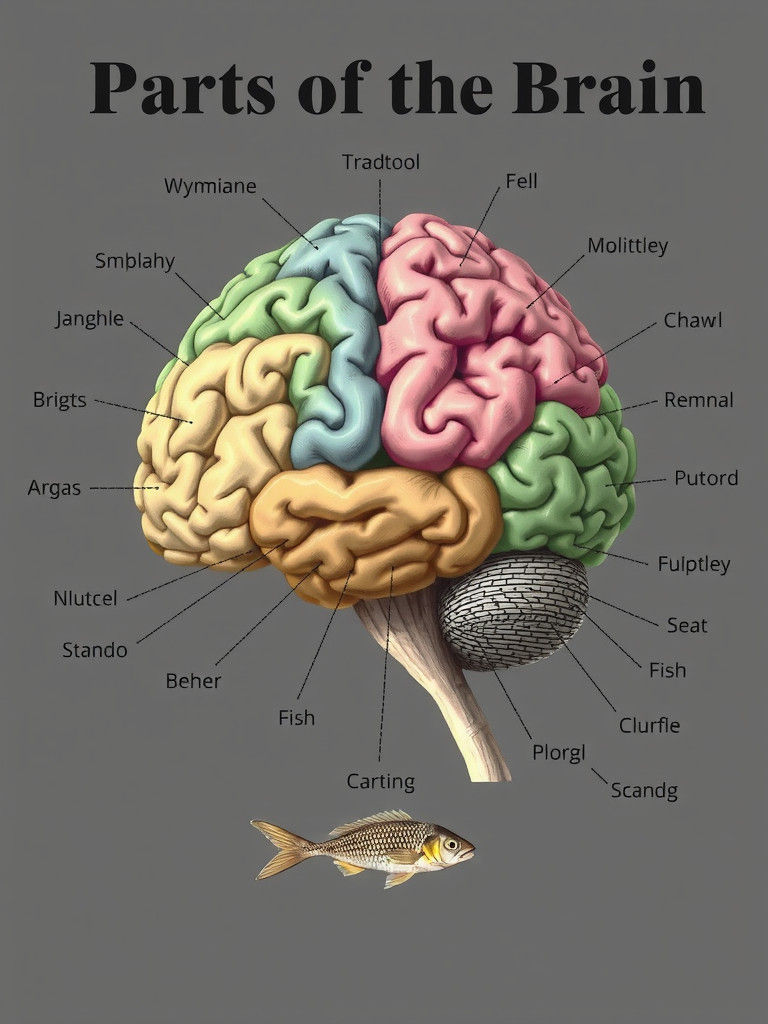 Anatomical Brain Diagram with Fish