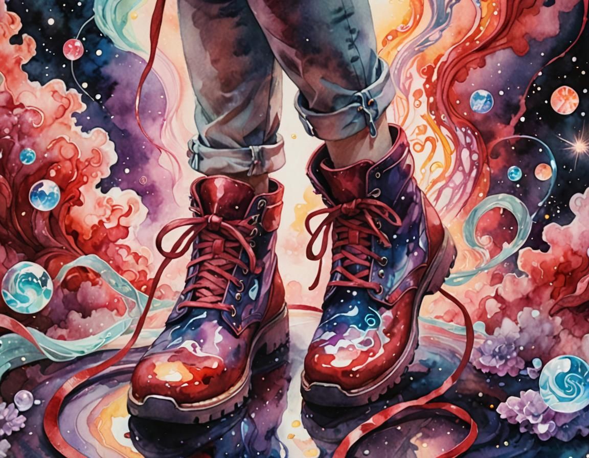 Whimsical Fantasy Art: Magic Shoelaces in Watercolor