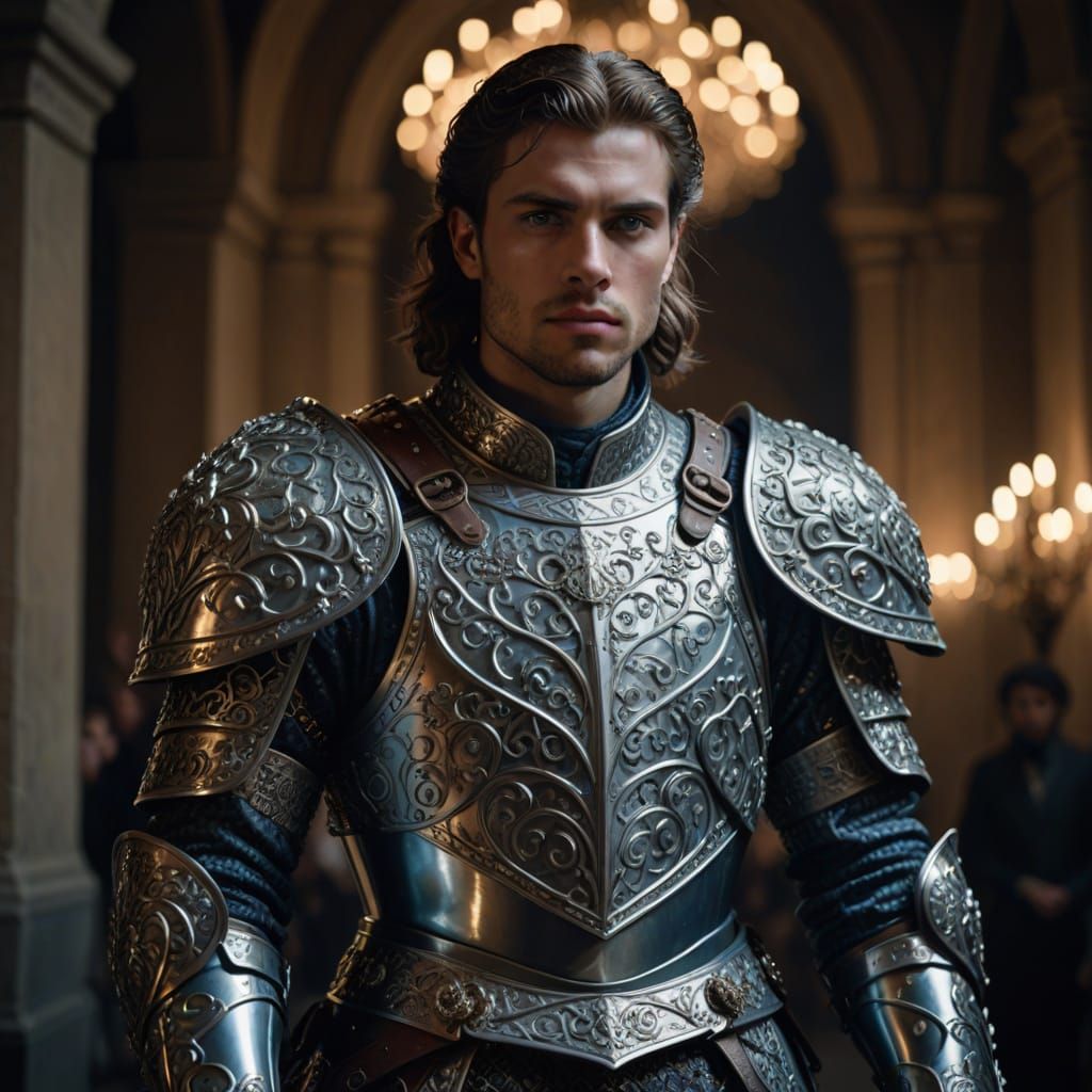 Regal Warrior in Ornate Baroque Armor
