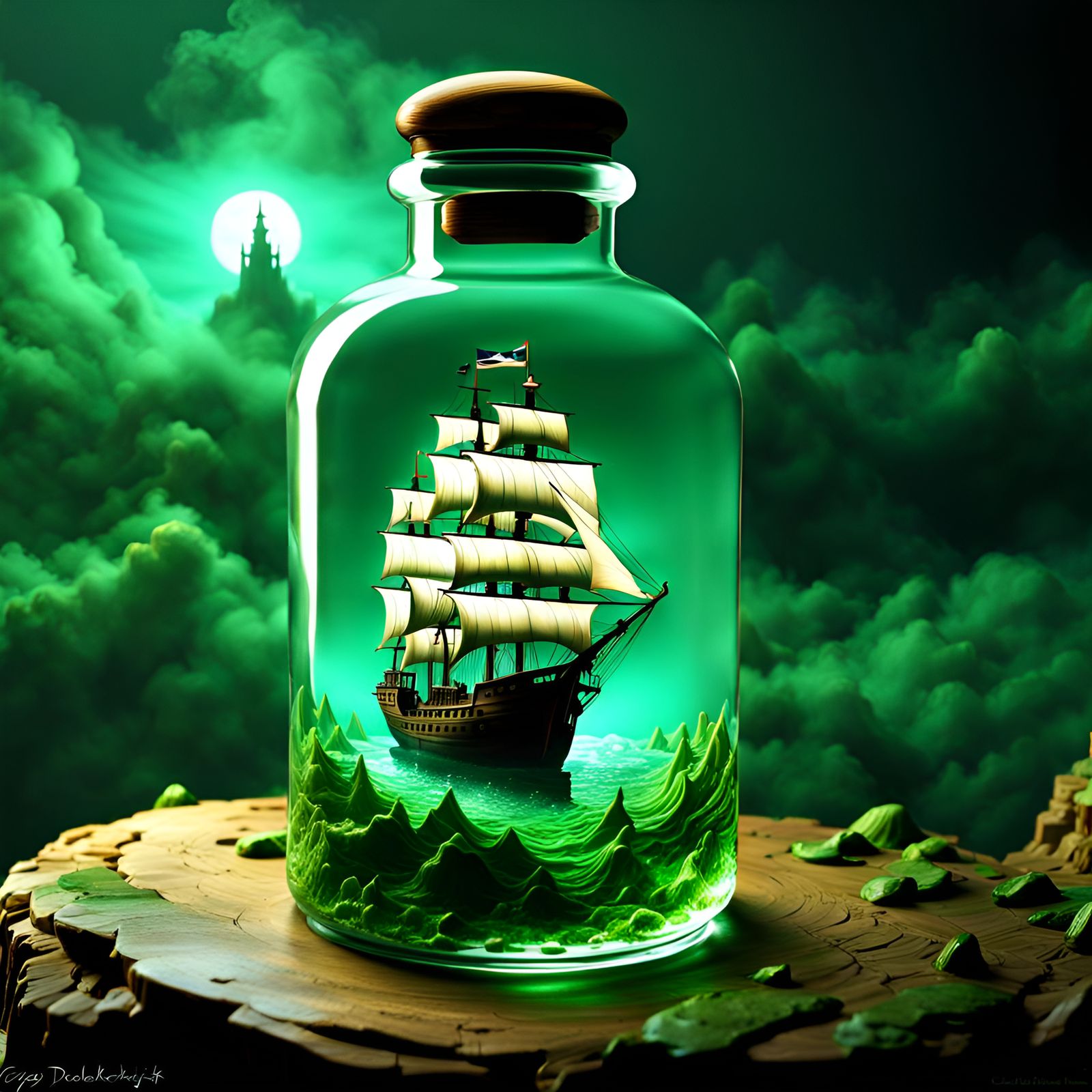 A Green Pirate Ship Inside An Old Rum Bottle (Continued)