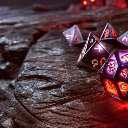 Dungeons and Dragons Dice in Hyperrealistic Style