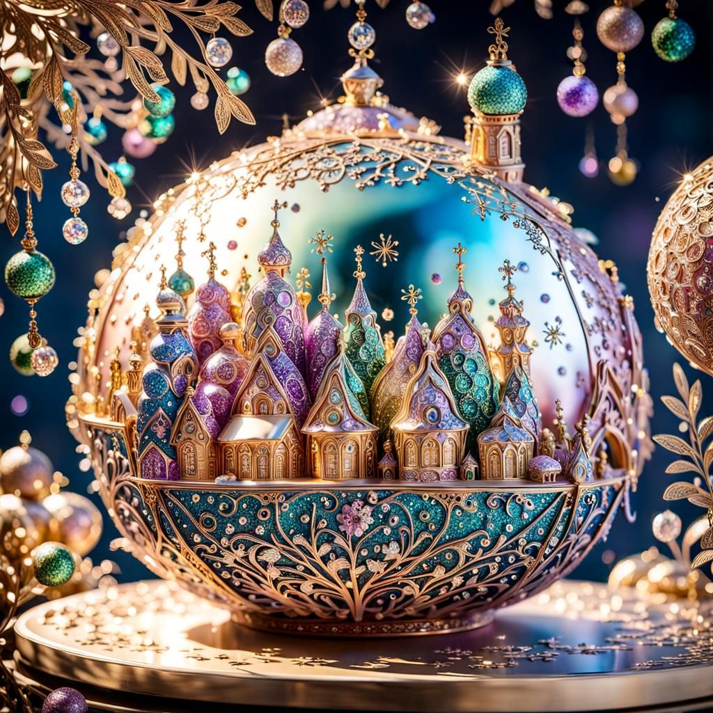 Faberge Inspired Fairy Village Confetti Cascade