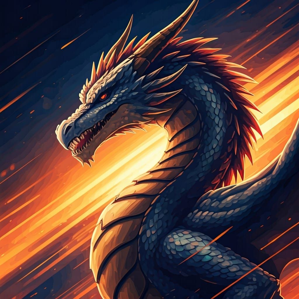 Majestic Dragon in Cinematic Anime Style