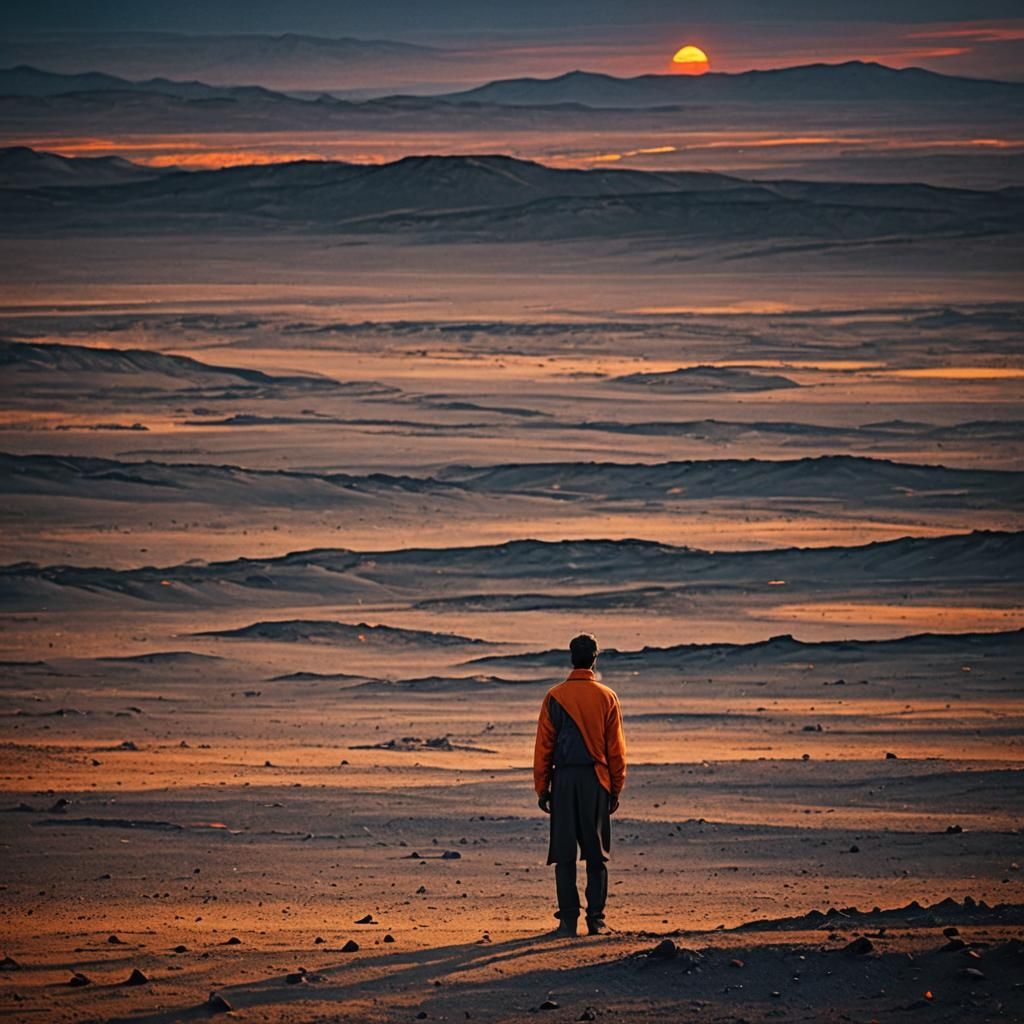 Desolate Figure in Surreal Wasteland: Photography Masterpiec...