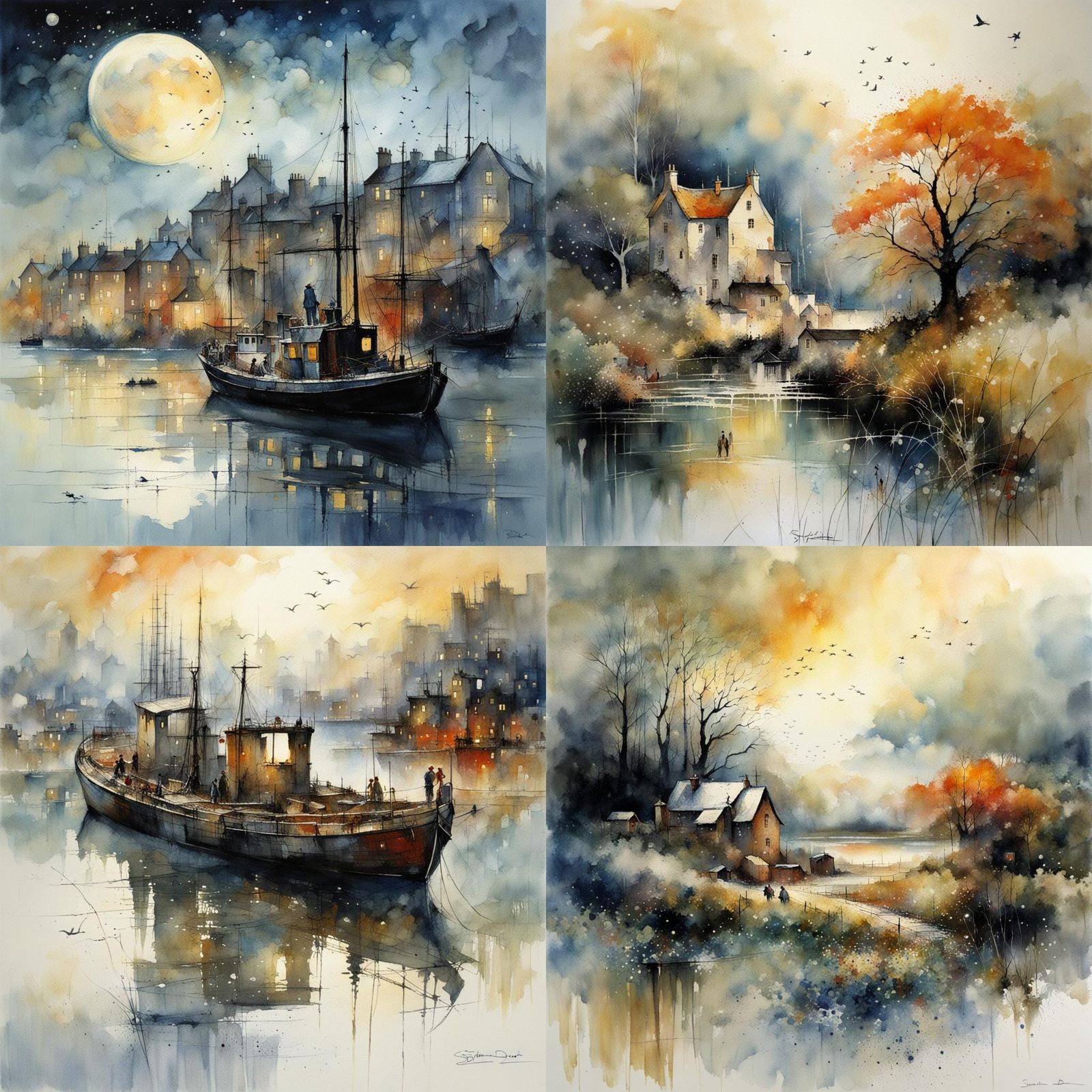 Ethereal Abstract Landscape in Watercolor Style