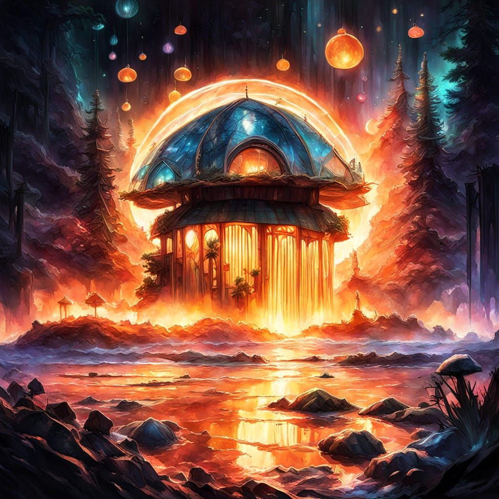 Whimsical Fey Estate in Vibrant Hyperdetailed Style