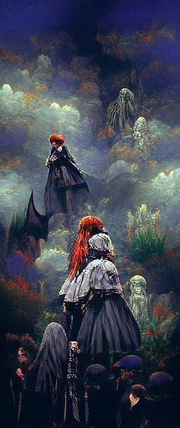 Victorian Goth Scene in Gustave Dore Style