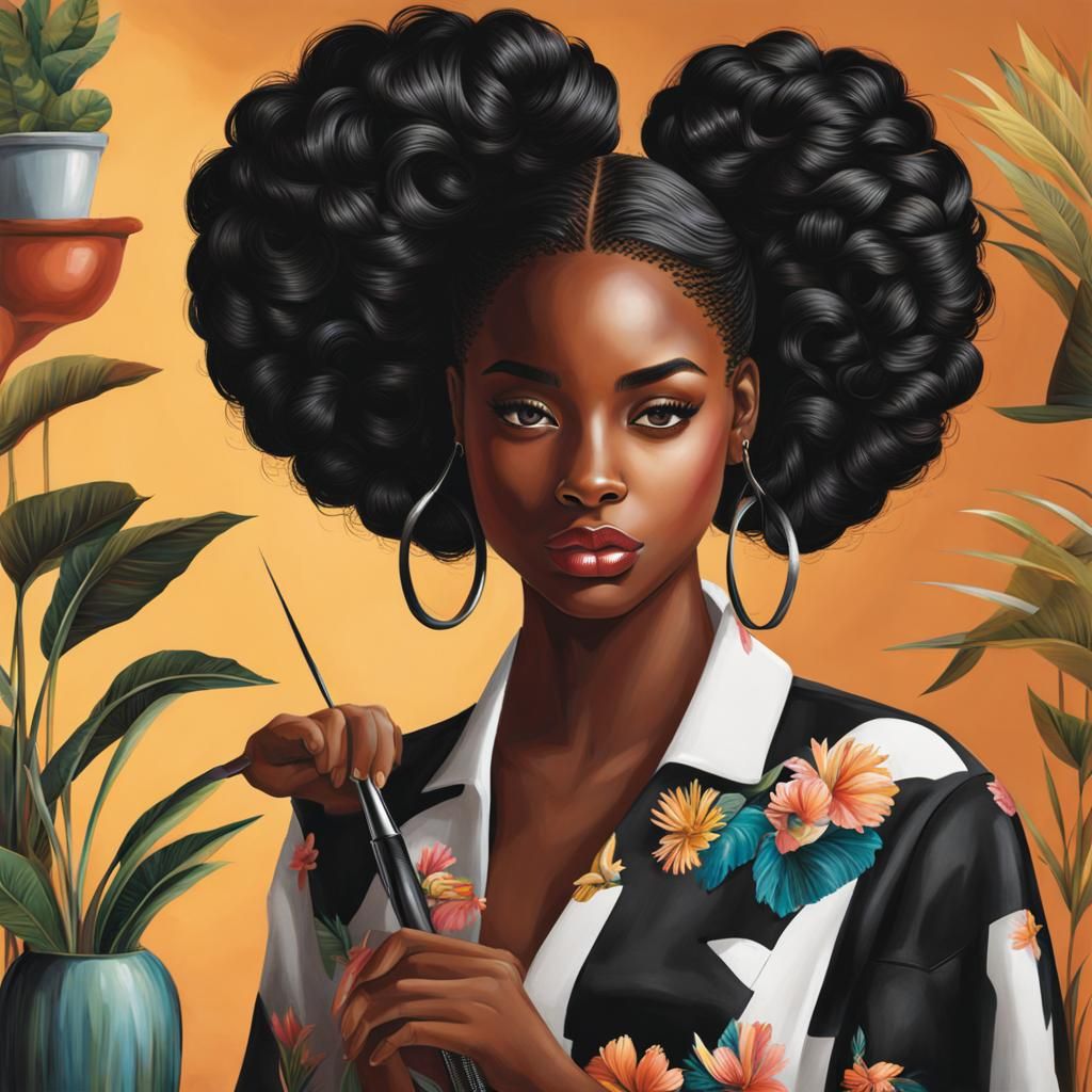 Black Girl Styling Hair