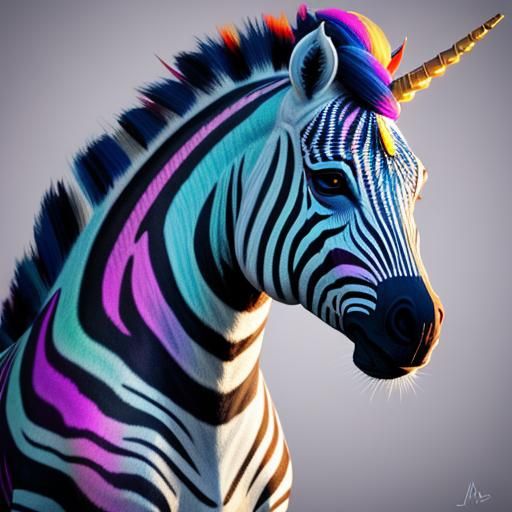Hyperrealistic Unicorn Zebra Concept Art