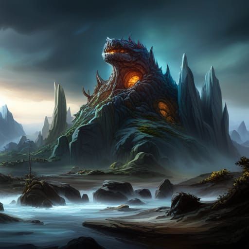 Small Rock Monster: Detailed Matte Painting