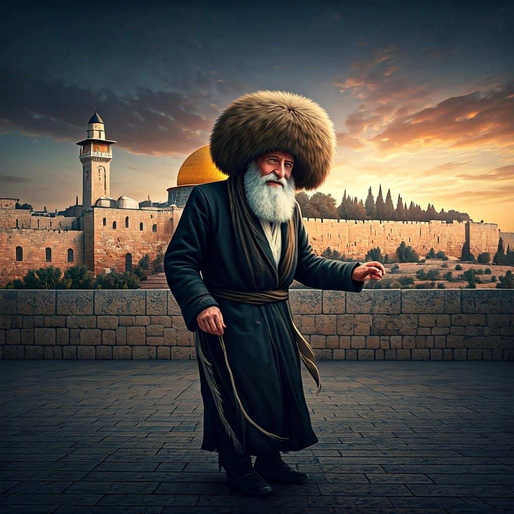 Joyful Dance in Old Jerusalem: Detailed Matte Painting