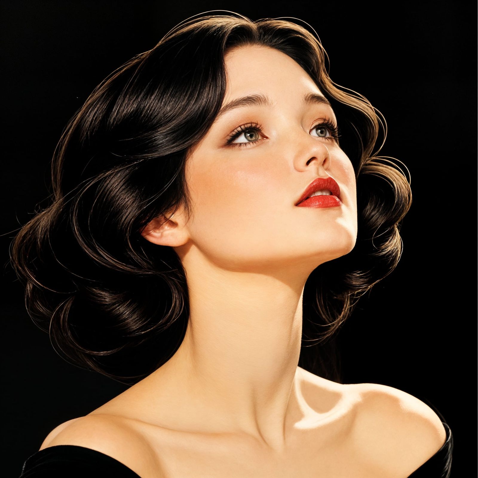 Serene Portrait of a Young Woman in Dramatic Lighting