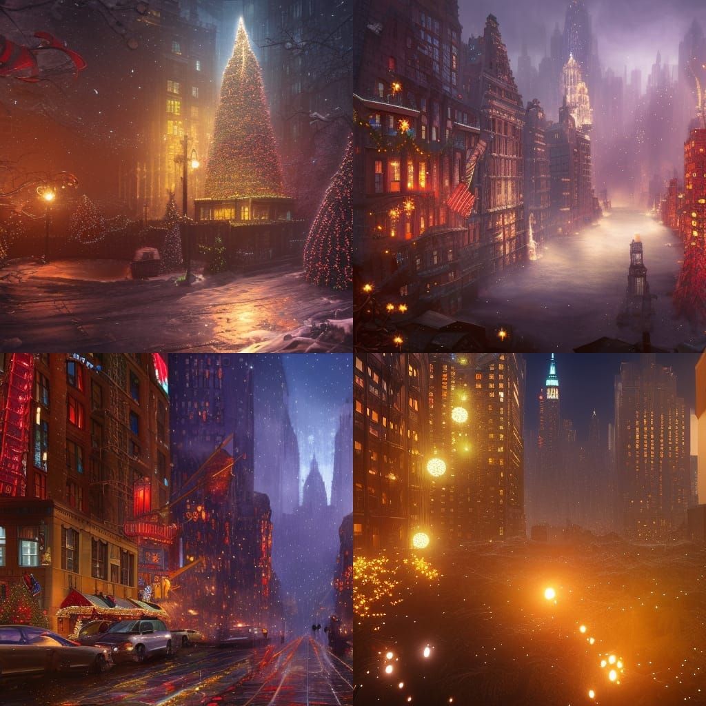 Christmas Night in New York: Detailed Matte Painting