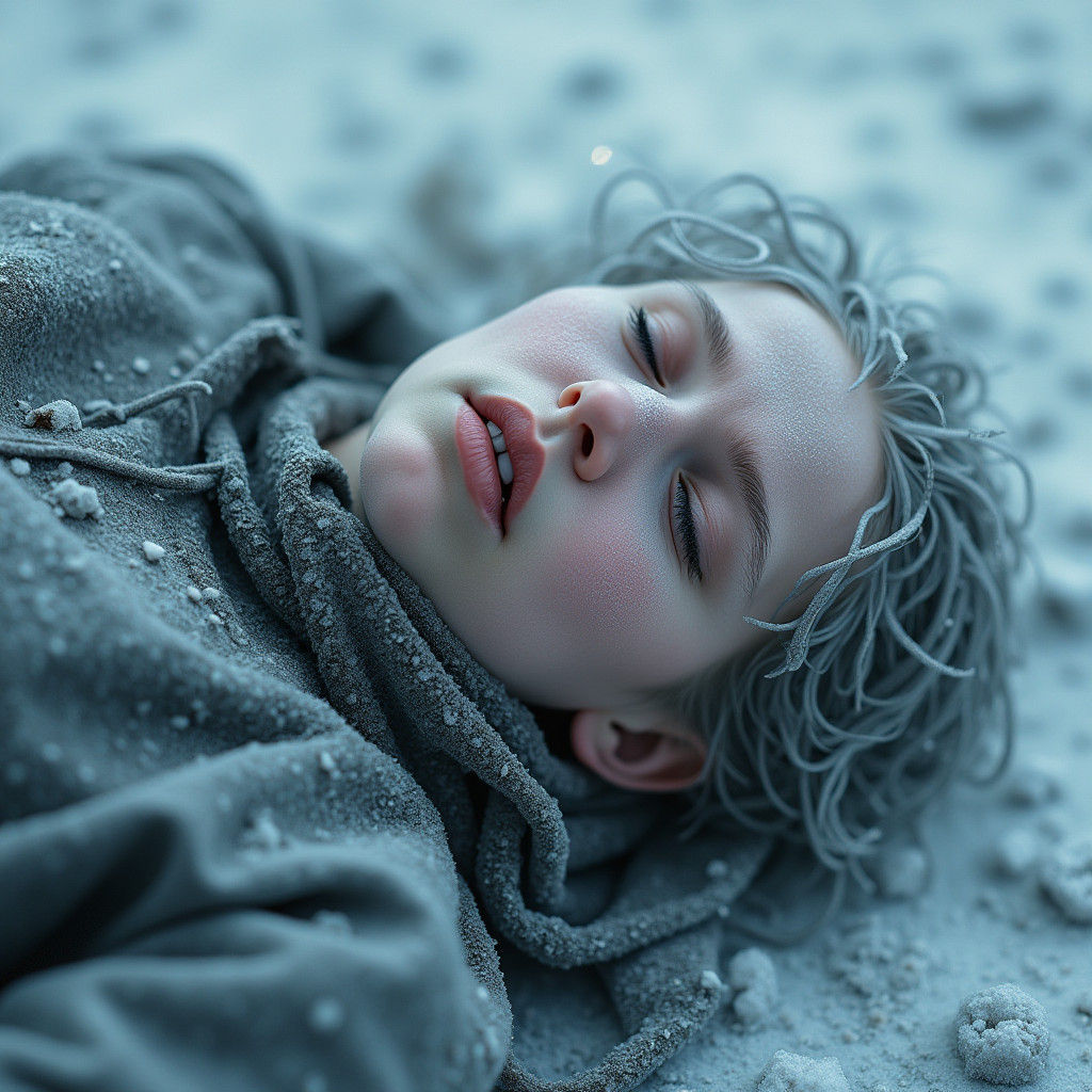 Frozen Figure: Biomechanical Turmoil in Muted Colors