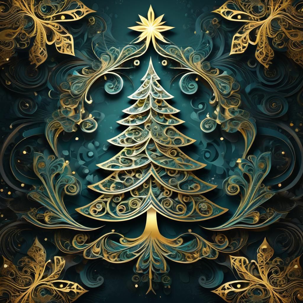 Fractal Christmas Tree with 3D Zentangle Details