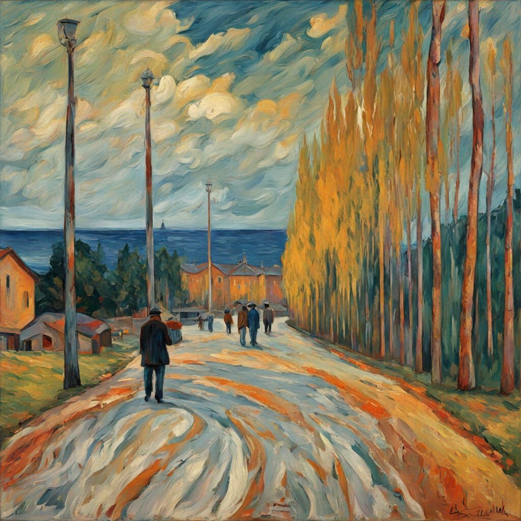 Vibrant Neo-Impressionist Scene in Tampere, Finland