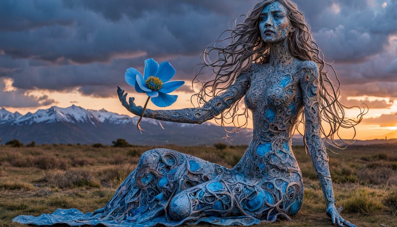 Surreal Sculpture of a Woman Embracing Change and Authentici...