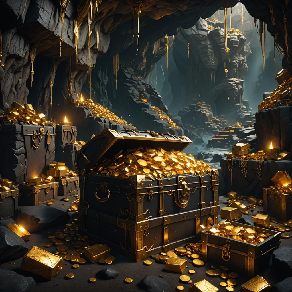 Treasure Chests Overflowing with Gold: Matte Painting