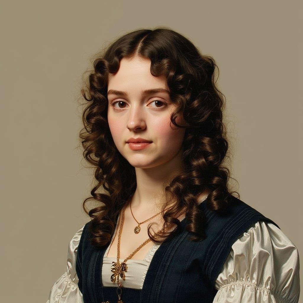 Baroque Young Woman Portrait in 17th Century Style