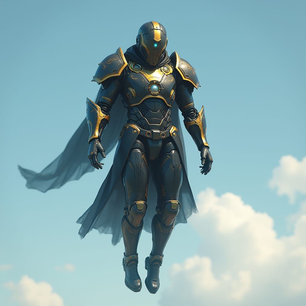 Hyperrealistic Warforged Artificer in Majestic, Worn Black a...