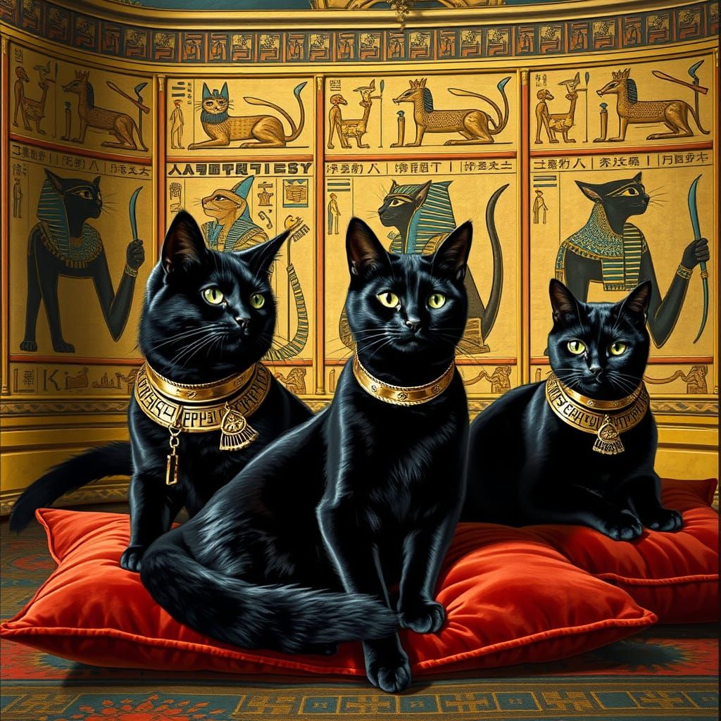 Egyptian Palace Cats as Vintage Art