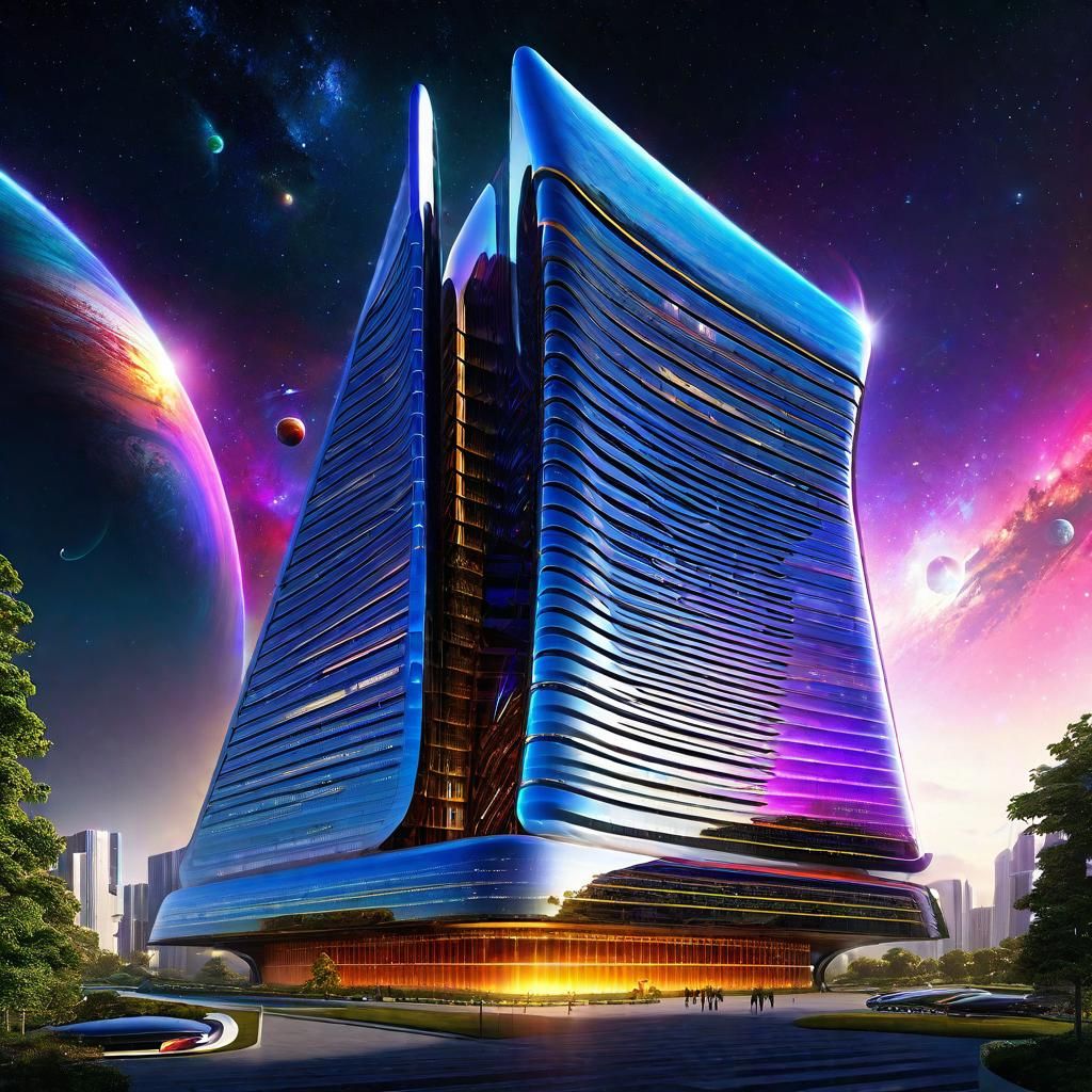 Futuristic Google Headquarters: Galactic, Hyper-Realistic Il...