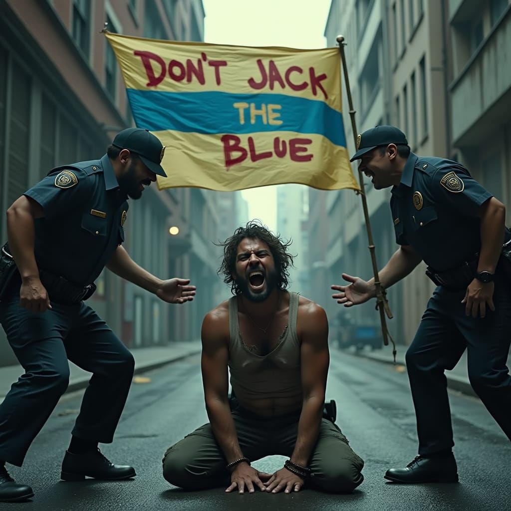 Tortured Man Under Brutal Police Beating with Defaced Blue L...