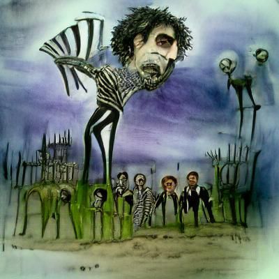 Eerie Cartoon Character in Burtonesque Style