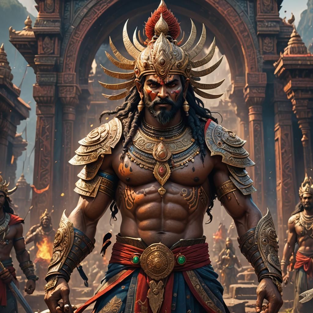Supreme Hindu Warrior: Detailed Matte Painting