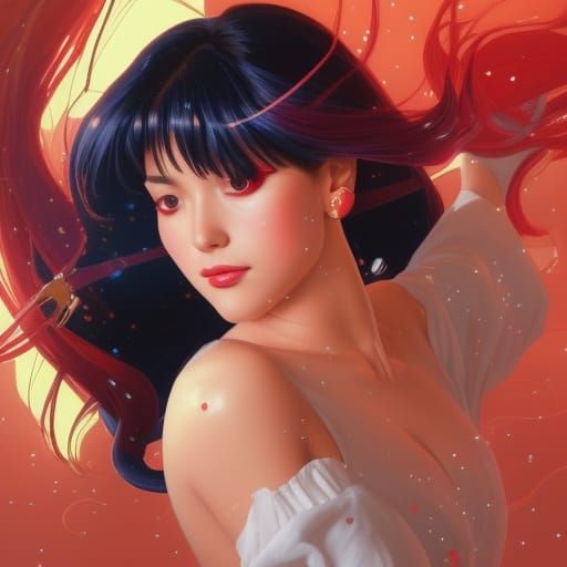 Sailor Mars Portrait in Hyperdetailed Art Style