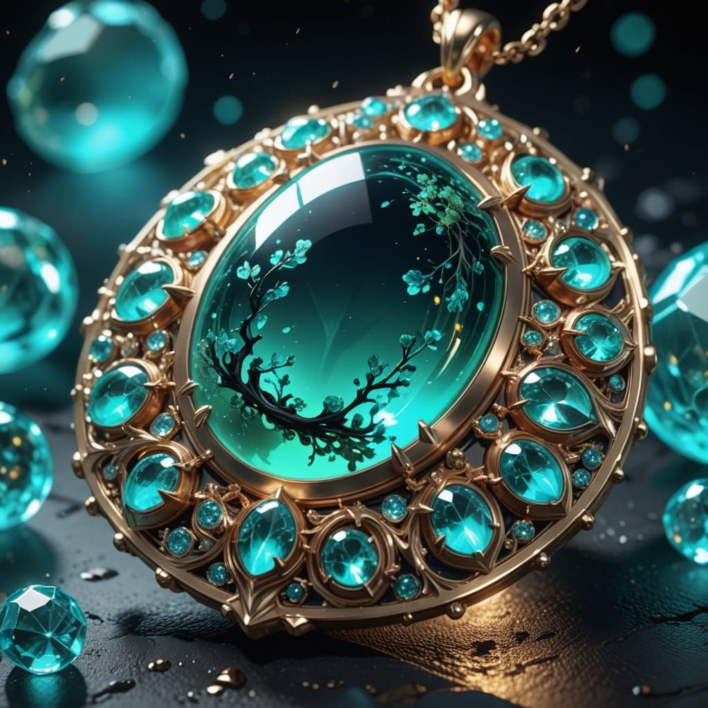 Bioluminescent Chrysoprase Jewel: Hyper-Realistic Digital Ar...