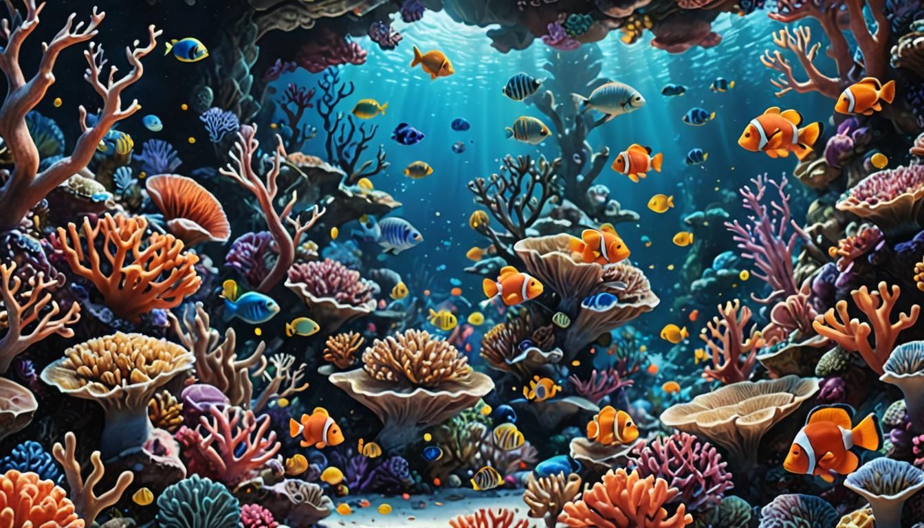 Vibrant Coral Reef Concept Art in Unreal Engine 5 Style