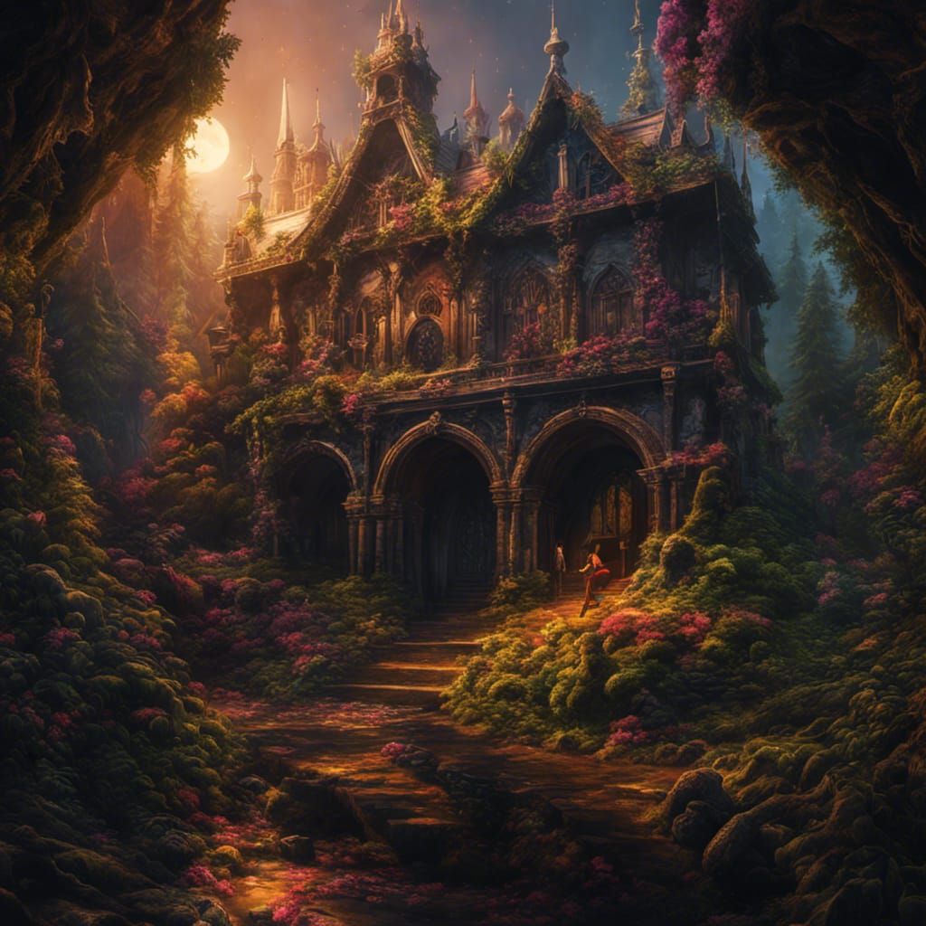 Eerie Gothic Wizard Casting Spells in Graffiti Art