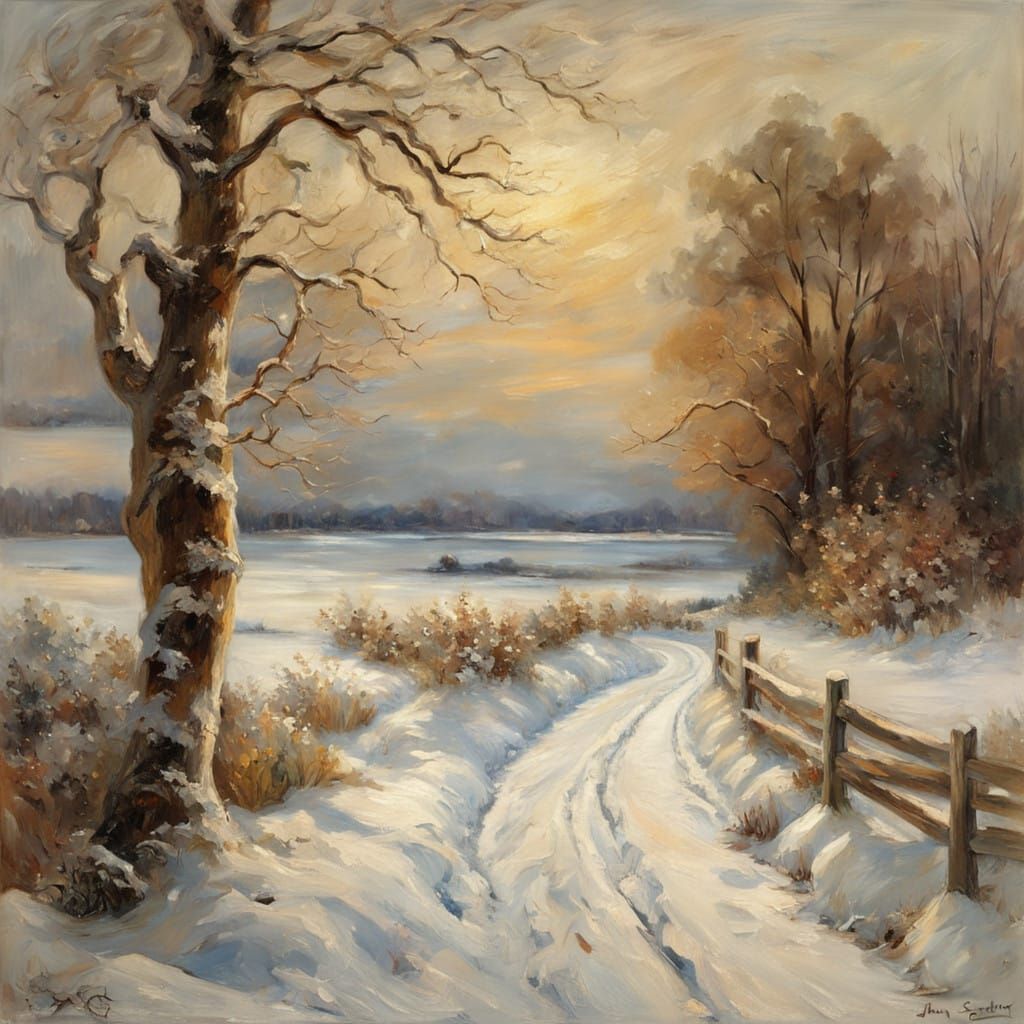 Frozen Harmony in Winter Impasto