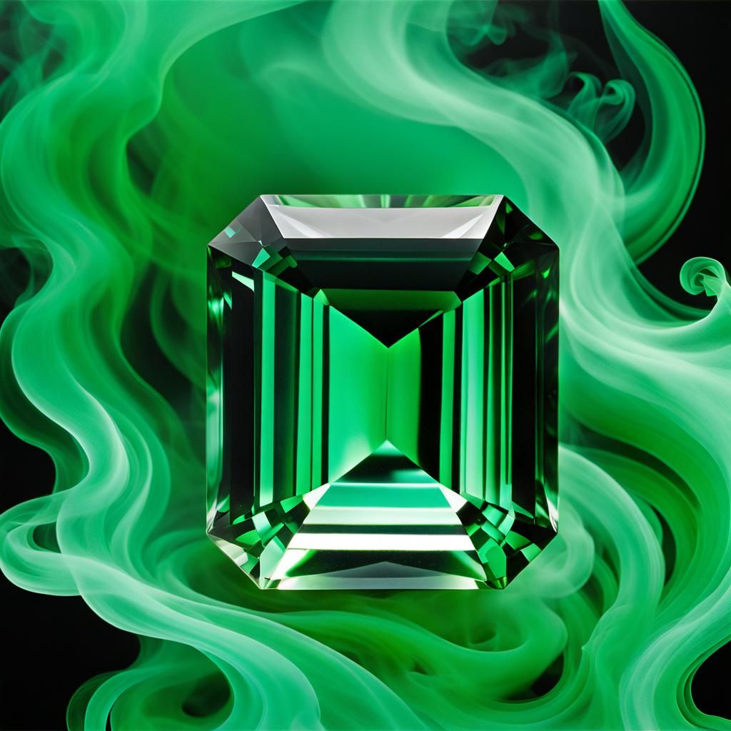 Emerald Photogram in the Style of Man Ray