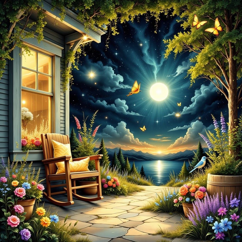 Luminous Astral Landscape with Ancient Gold Hues