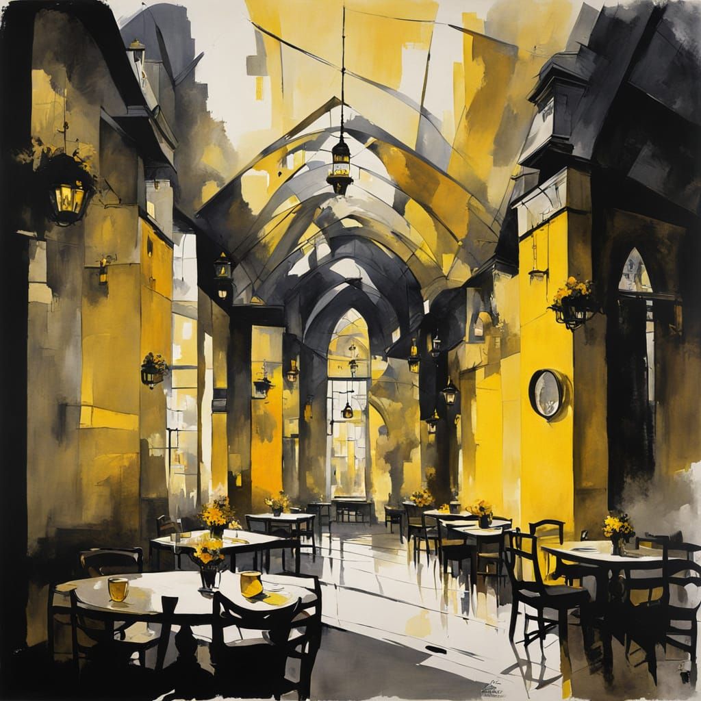 Modern Acrylic Hall Table Painting with Occult Elements