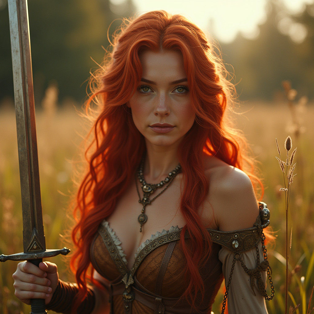 Medieval Fantasy Warrior Basks in Autumn Beauty