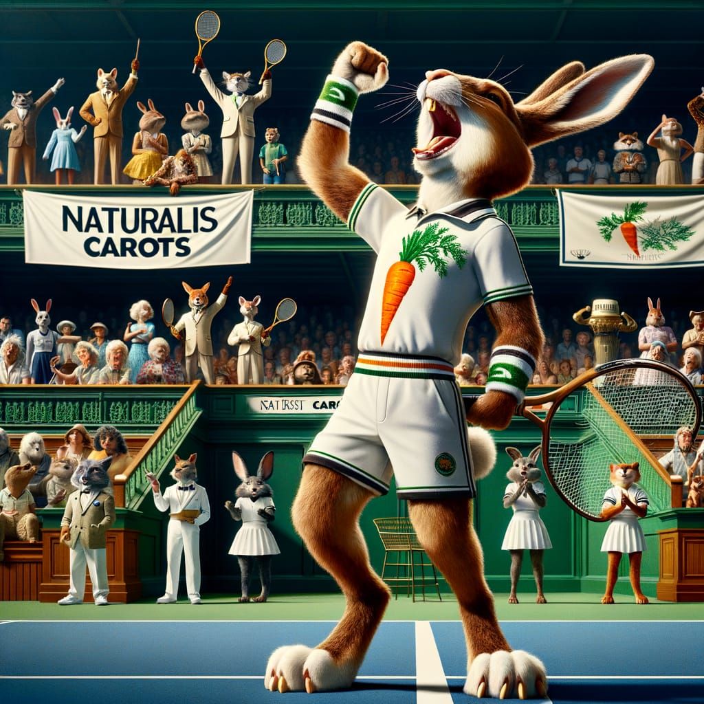 Rabbit's Victory on the Tennis Court