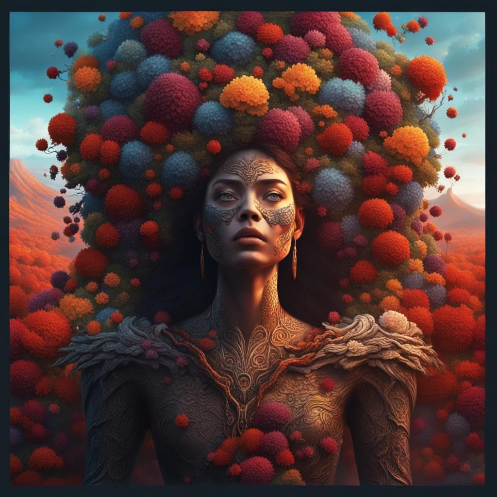 Tree of Life, Warrior Woman, and Volcano