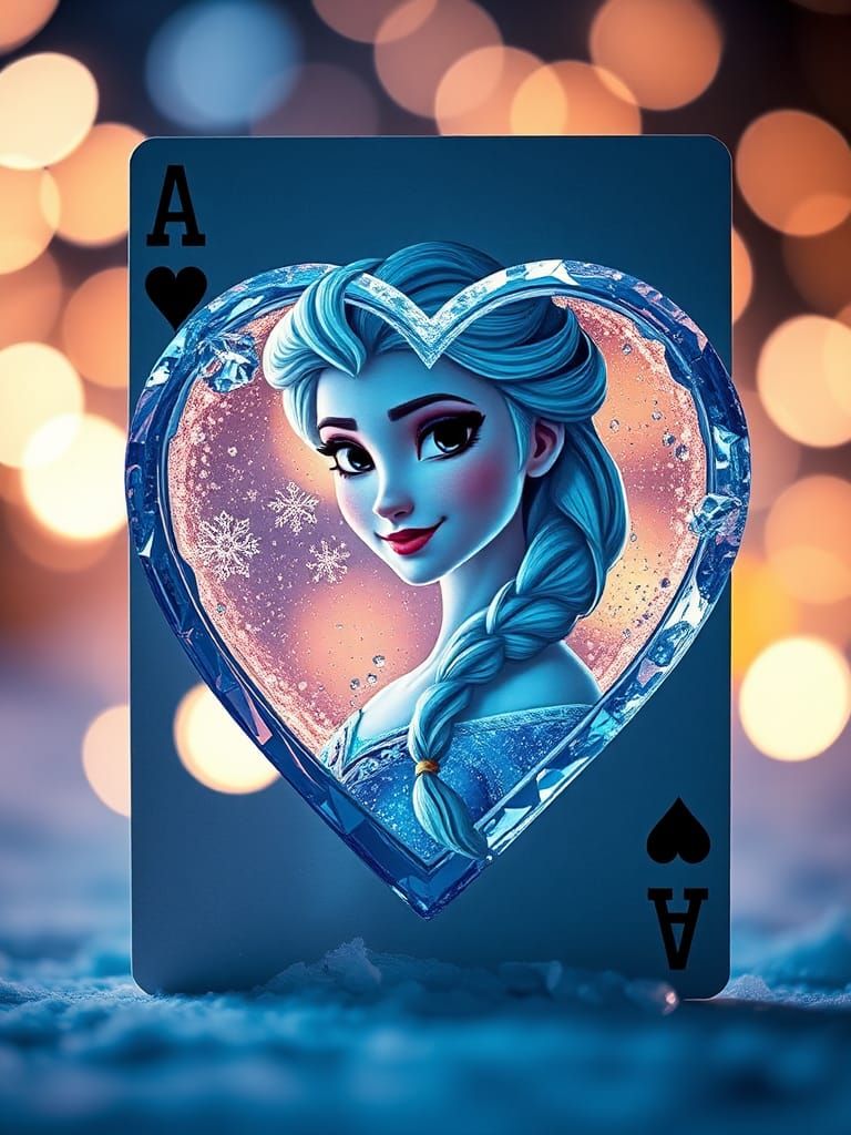 Iced Ace of Hearts with Princess Elsa Portrait