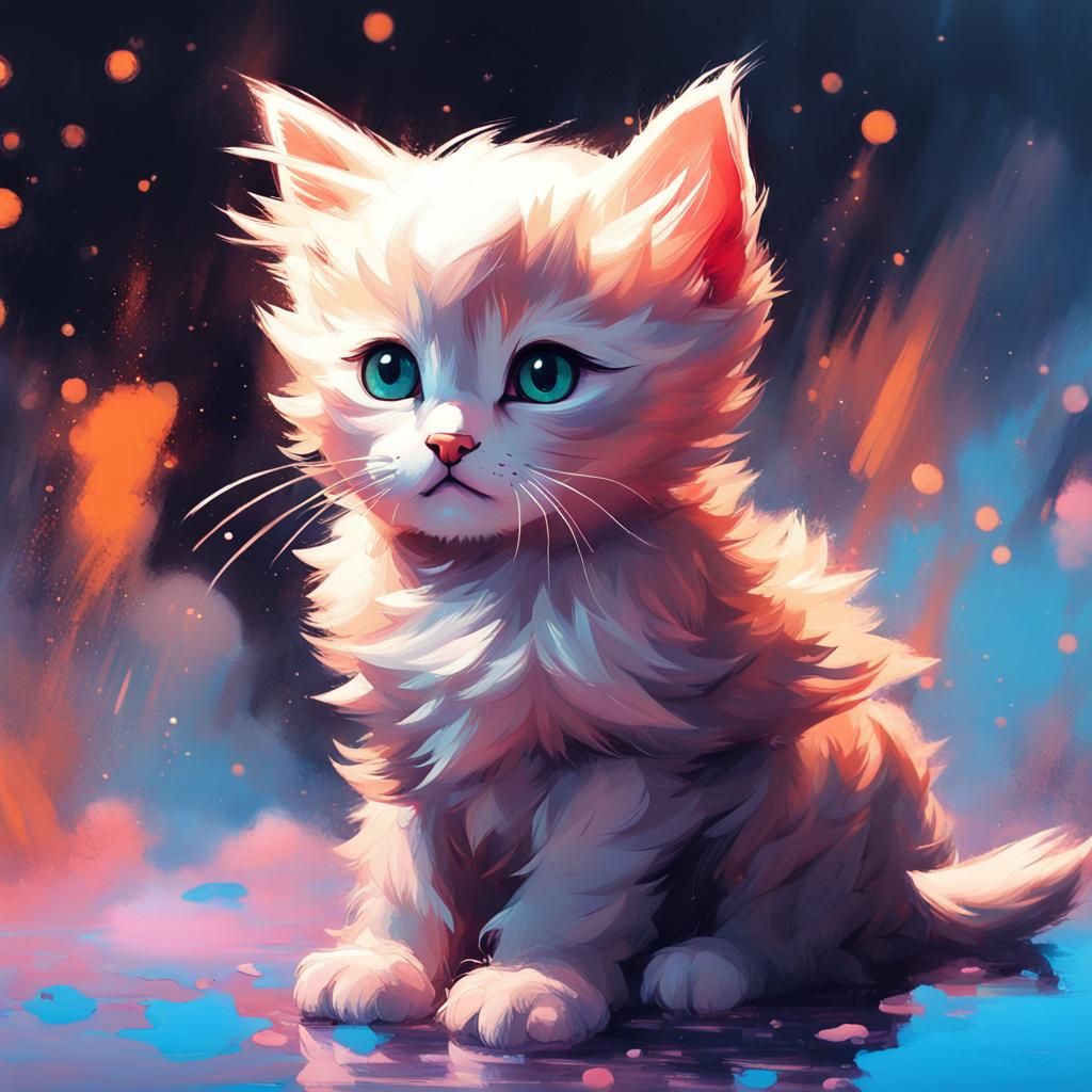 Halloween Kitten Made of Glitter Clouds, Digital Art
