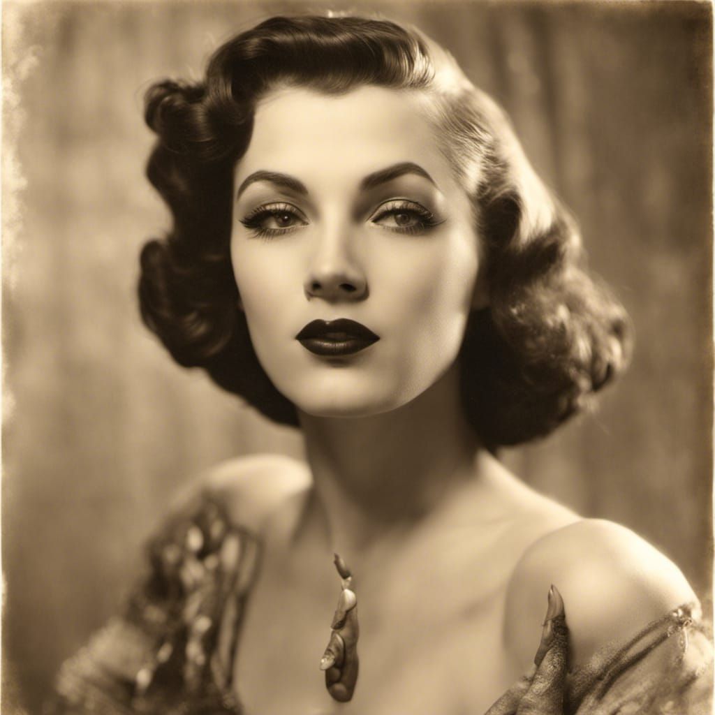 1930s Pin-Up Woman Mafia Photo in Sepia