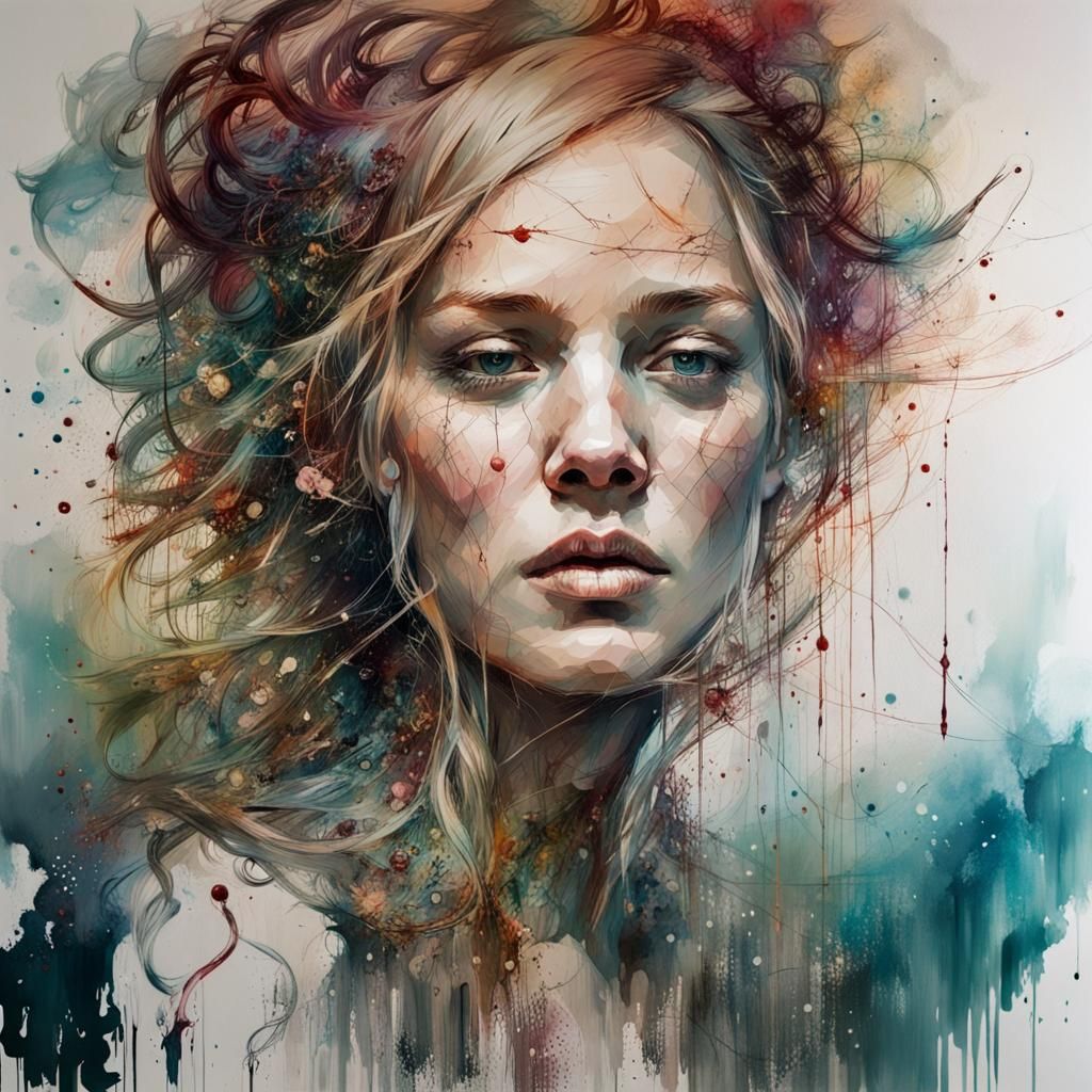 Abstract Figurative Art in Mixed Media Style