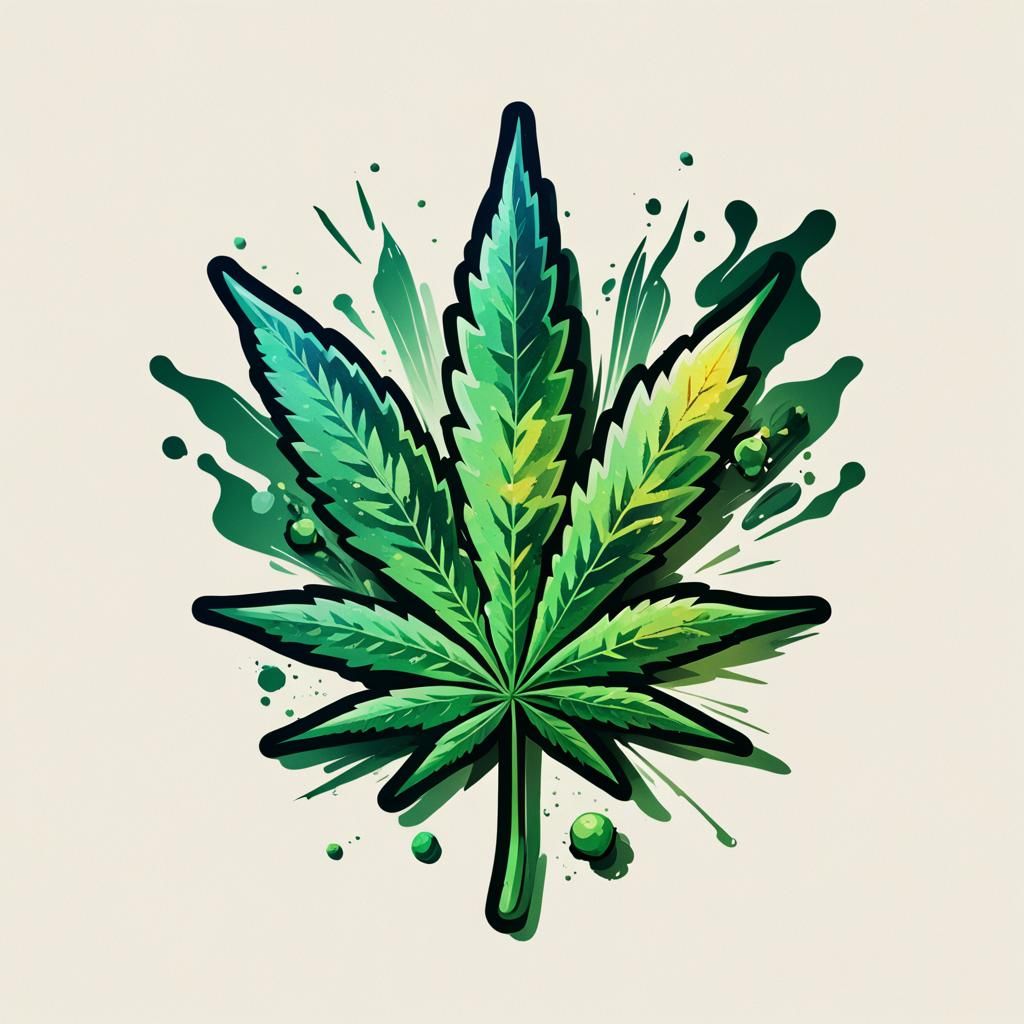 Cannabis Smoking Items Logo in Anime Style