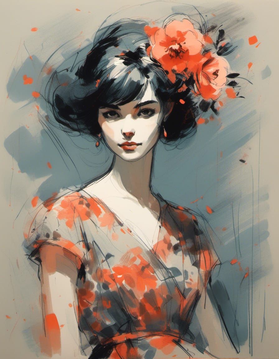 Githyanki Portrait in 60s Animation Cel Style